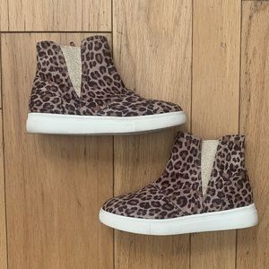 New Harper Canyon Cheetah Print Girls Hi Top Sneakers with Zipper Sz 3